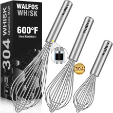 Set di fruste in acciaio inox da 7, 9 e 11 pollici, resistenti al calore.