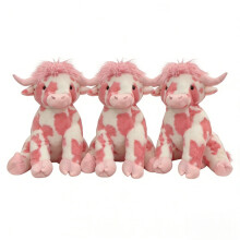 Bambola di peluche mucca rosa, morbido giocattolo imbottito, 3 pezzi