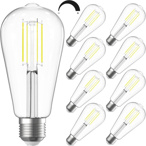 Dimbare Edison-pærer 6W 4000K E26 80+ CRI 8-pakning
