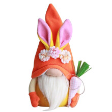 Peluche a forma di gnomo coniglietto pasquale con cappello a carota e orecchie lunghe