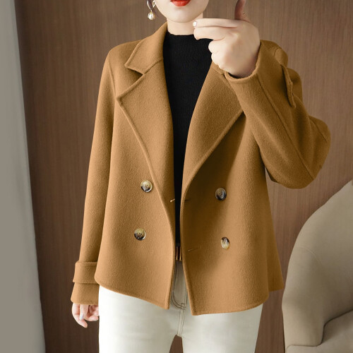 Blazer feminino oversized em tweed misto de lã com mangas compridas 1