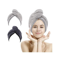 Mikrofiber Hårhåndklæde Turban Anti-Frizz 2-pak Grå
