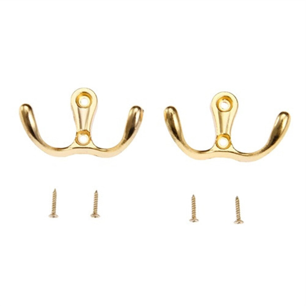 2Pcs Antique Bronze/Gold Hooks Bath Door Hanger Bathroom Accessories Double Prong Hat Coat Clothes Towel Robe Hook 53*30Mm 9329345119569