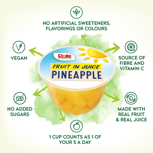 DOLE Pineapple in Juice, 20 Pots, Fruit Pieces in Fruit Juice 1