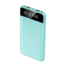 Tenká powerbanka s kapacitou 10 000 mAh, 2 USB portami a LED svietidlom