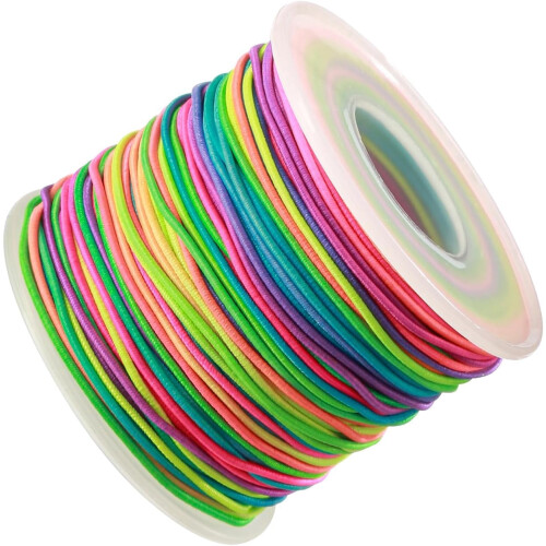Élastique pour la création de bijoux, cordon extensible arc-en-ciel de 1 mm