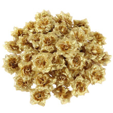 Goldene Seidenrosenblütenköpfe, künstliche Stoffblumen, 50