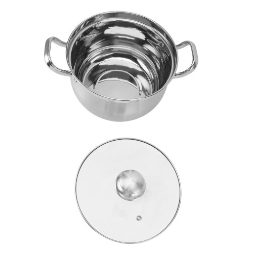Roestvrijstalen soeppan van 24 cm met glazen deksel 2
