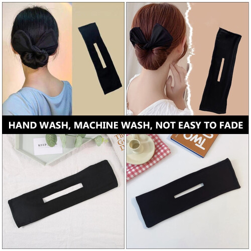 Chignon torsadé en polyester noir (3 pièces) 2