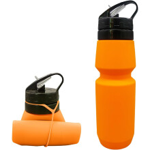 Faltbare Wasserflasche Orange 750 ml BPA-frei Lebensmittelecht