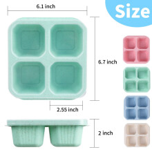Coffret Bento en paille de blé, 4 compartiments, lot de 4
