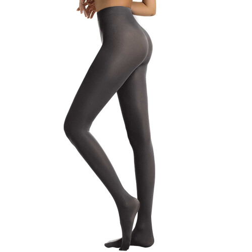 Collants opaques grande taille avec pieds, gris 40D, taille L