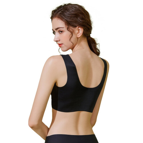 Women's wireless bralette with lace trim, ice silk, 2