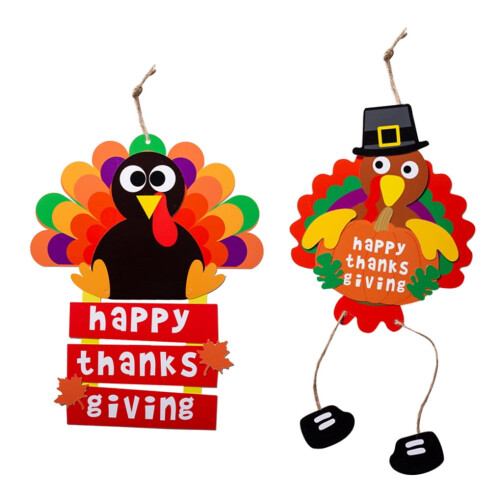 Ensemble de 2 décorations de porte dinde pour Thanksgiving 2