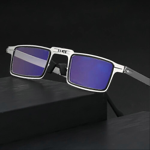 Men's Ultra-Light Titanium Screwless Foldable Blue Light Blocking Reading Glasses Banmo 250 Degree 2