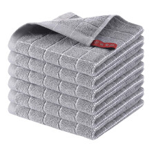 Toalhas de mão de algodão cinza, 30x30cm, altamente absorventes.