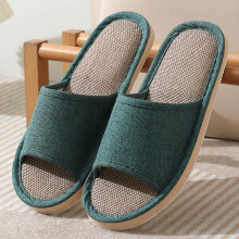 Pantuflas de lino para parejas, color verde oscuro, talla 37.