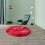 Round Shag Rug Polyester 43.3in x 43.3in Red 1.5in Thick 1