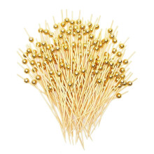 Palillos de cóctel Gold Pearl de bambú (100 unidades)