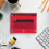 Etui van transparant PVC met drie ritsgaten, rood, groot formaat 5