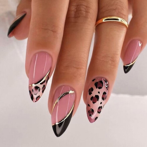 Uñas postizas con estampado moderno, ABS, reutilizables, 24 unidades.