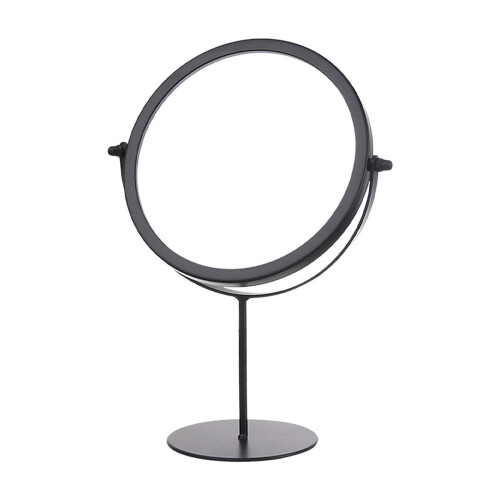 Miroir de maquillage rotatif noir avec support réglable