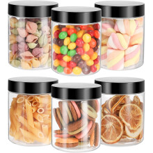 Borcane transparente din plastic cu capace, 225g, pachet de 6