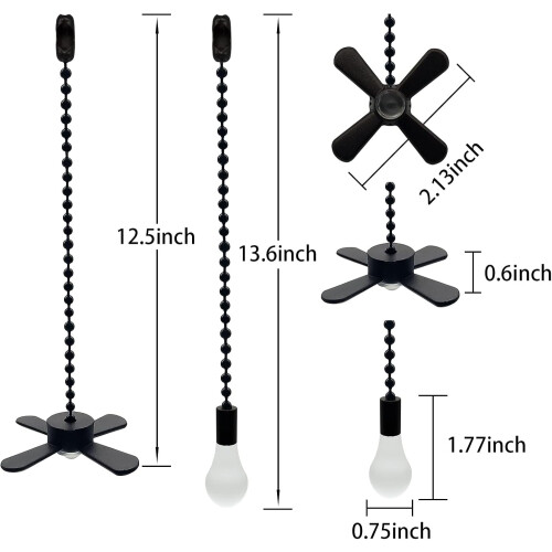 Ceiling Fan Pull Chain 12 inch with Frosted Bulb and Cord 1