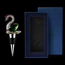 Tapón de vino de metal decorativo reutilizable con forma de cisne de cristal.