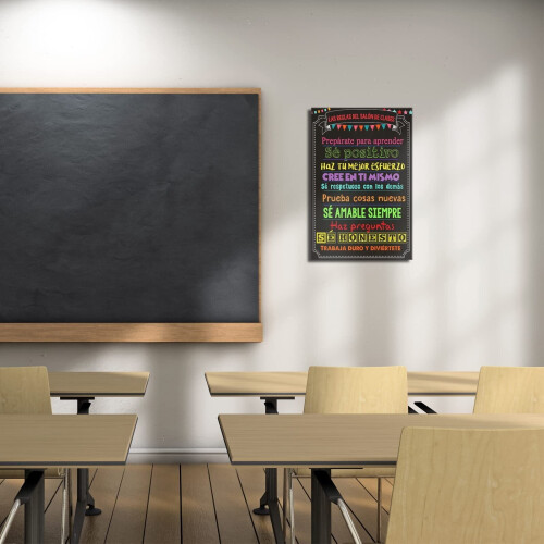 Tableau sur toile « Règles de classe » pour l'école primaire et 2