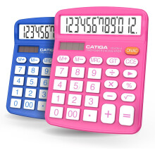 Calculadora de mesa com dígitos, visor LCD grande e dupla alimentação.