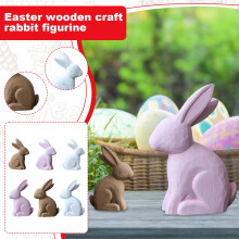 Figurine de lapin de Pâques en bois, décoration artisanale, 1 pièce
