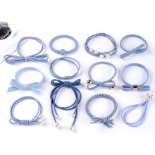 Gomas elásticas azules para el cabello, duraderas y sin costuras, 12 unidades.