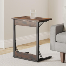C-Shaped Folding End Table 24 Inch Rustic Brown