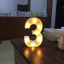 Panneau lumineux LED numéroté, décoration alimenté par piles, 3
