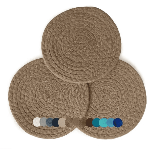 Chenille-Untersetzer, 20 cm, 3er-Set, Kamel