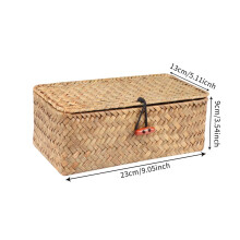Panier de rangement rectangulaire en jonc de mer avec couvercle (1 pièce)
