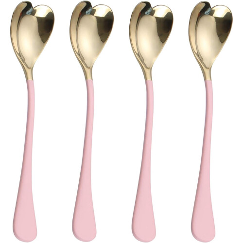 Mini colheres de café em formato de coração, 12,4 cm (4,9 polegadas), aço inoxidável 18/10.