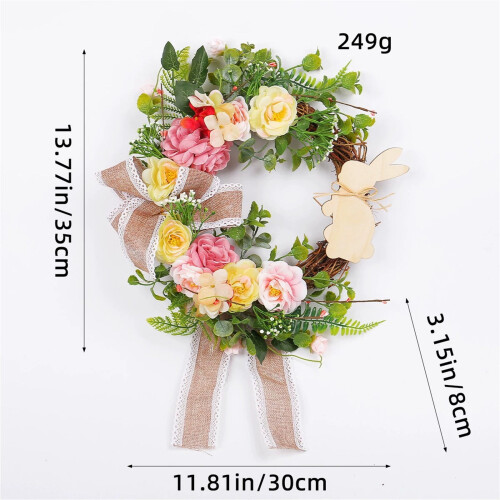 Osterhasen-Blumenkranz, 35 cm, Außentürdekoration 2