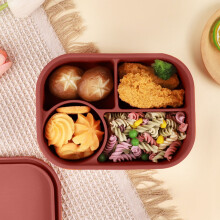 Recipiente de silicona para alimentos, color rojo, portátil, 1 unidad.