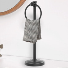 Porte-serviettes sur pied noir mat 43 cm