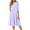 Vestido lilás claro em corte A com mangas 3/4 e bolsos laterais. 1