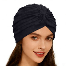 Dámský turban s jednobarevným lemem, černý, 1 ks