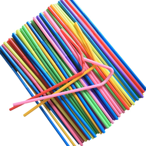 Flexible Plastic Straws Multicolor 100PCS