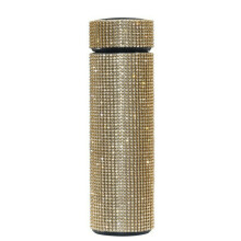 Gullfarget diamantvannflaske med temperaturdisplaylokk 16,7 oz