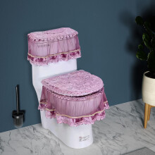 Ensemble de housse de toilette en dentelle européenne, polyester-élasthanne, 3 pièces