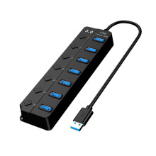 Hub USB 3.0 de 7 puertos con adaptador de corriente y cable de 30 cm.