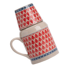 Ensemble pichet et tasse en céramique rouge avec anse, 1 ensemble