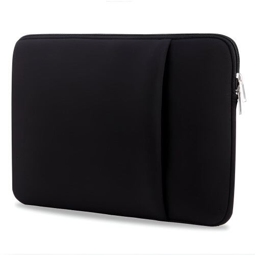 Laptop-sleeve med blød lynlås, 17 tommer, sort