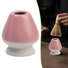 Porte-fouet à matcha en céramique rose et beige (1 pièce)